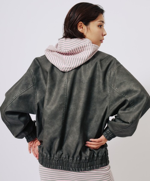 atmos pink（アトモスピンク）の「atmos pink Faux Leather Jacket / アトモス ピンク フォー レザー ジャケット（その他アウター・レディース・グレー/ブラック・FREE）」の18枚目の写真