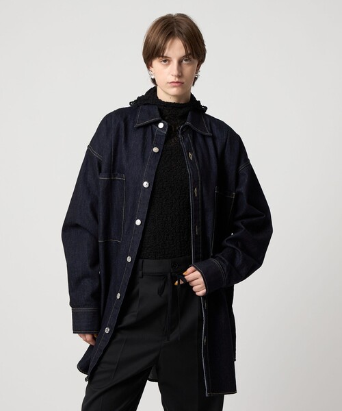 ASTRAET(アストラット)の「<ASTRAET>ワンウォッシュ デニム 2ポケットシャツ UNISEX(シャツ/ブラウス・レディース・ネイビー・FREE)」の1枚目の写真