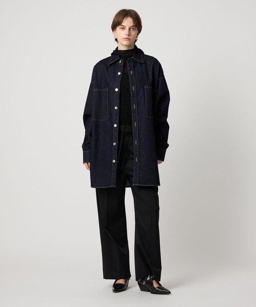 ASTRAET(アストラット)の「<ASTRAET>ワンウォッシュ デニム 2ポケットシャツ UNISEX(シャツ/ブラウス・レディース・ネイビー・FREE)」の3枚目の写真