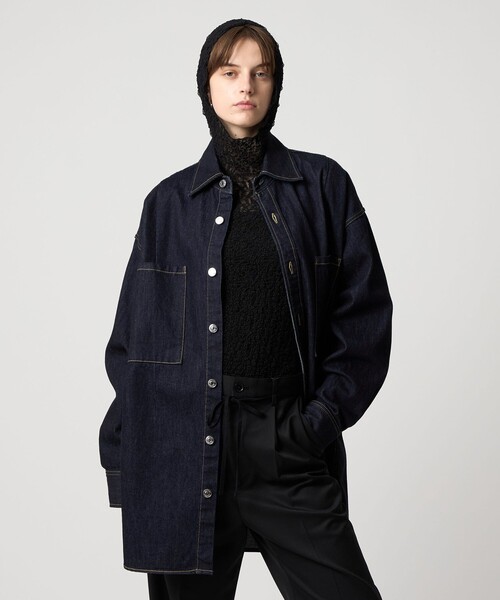 ASTRAET(アストラット)の「<ASTRAET>ワンウォッシュ デニム 2ポケットシャツ UNISEX(シャツ/ブラウス・レディース・ネイビー・FREE)」の5枚目の写真