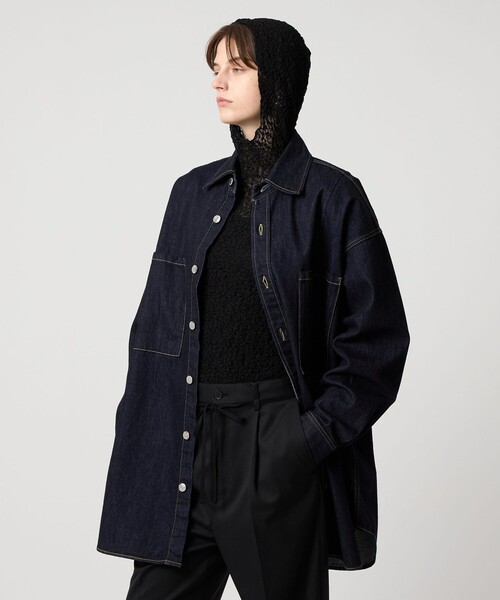 ASTRAET(アストラット)の「<ASTRAET>ワンウォッシュ デニム 2ポケットシャツ UNISEX(シャツ/ブラウス・レディース・ネイビー・FREE)」の6枚目の写真