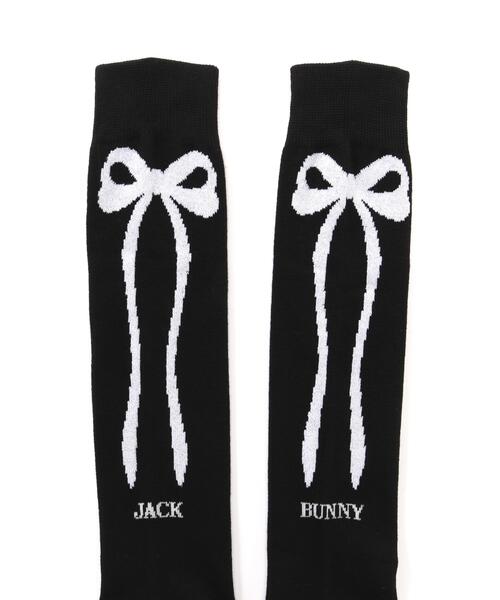 Jack Bunny!!（ジャックバニー）の「【Jack Bunny!!】リボンハイソックス (LADIES)（ソックス/靴下・レディース・ブラック/グレー・FREE）」の5枚目の写真