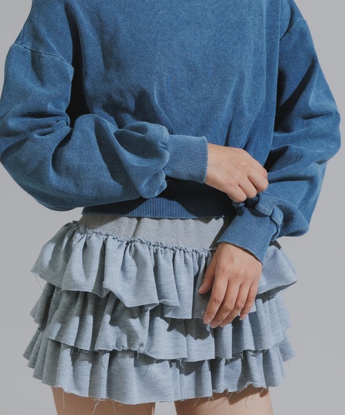 Chick（チック）の「Vintage-Style Off-Shoulder Cropped Sweatshirt / オフショルダーショート丈スウェット（スウェット・レディース・ブラック/ブルー・FREE）」の14枚目の写真