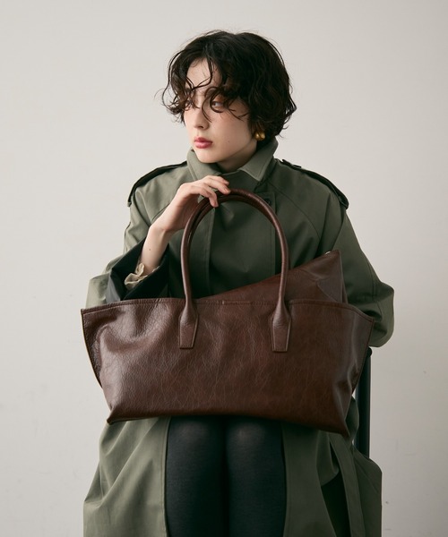 セール】ビーガンレザー2WAYビックBAG（トートバッグ）｜Trish