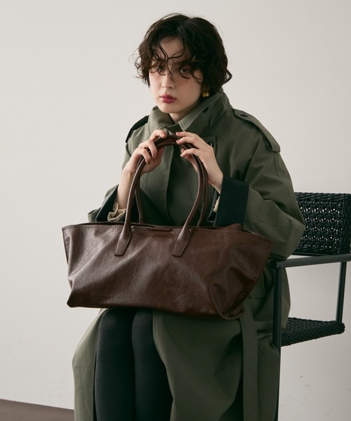 セール】ビーガンレザー2WAYビックBAG（トートバッグ）｜Trish