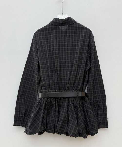 VEILA(ヴェイラ)の「チェックベルトシャツトップス(シャツ/ブラウス・レディース・グレー・フリー)」の12枚目の写真