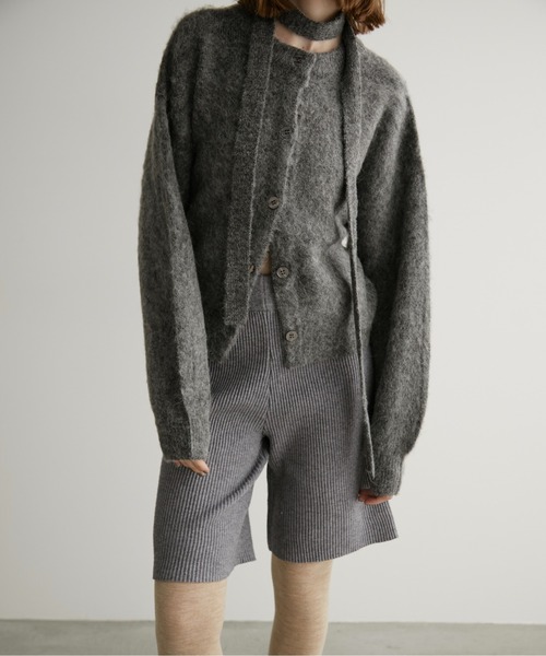 LOSCa（ロスカ）の「ウール混チョーカーニットカーディガン（ニット/セーター・レディース・チャコールグレー/オリーブ/グレイッシュベージュ・FREE）」の11枚目の写真