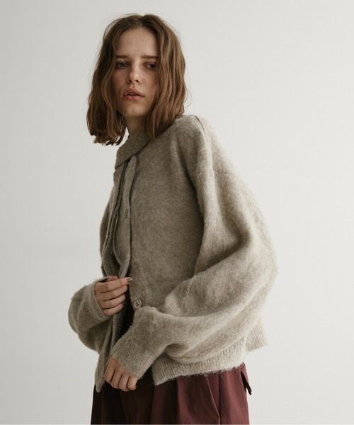 LOSCa（ロスカ）の「ウール混チョーカーニットカーディガン（ニット/セーター・レディース・チャコールグレー/オリーブ/グレイッシュベージュ・FREE）」の20枚目の写真