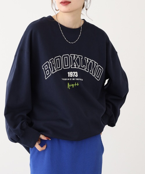 セール】BROOKLY ナンバープリント&刺繍トレーナー 裏毛（スウェット