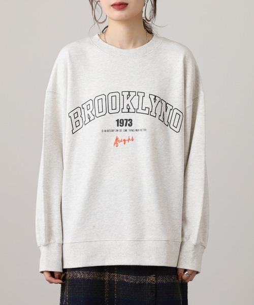セール】BROOKLY ナンバープリント&刺繍トレーナー 裏毛（スウェット