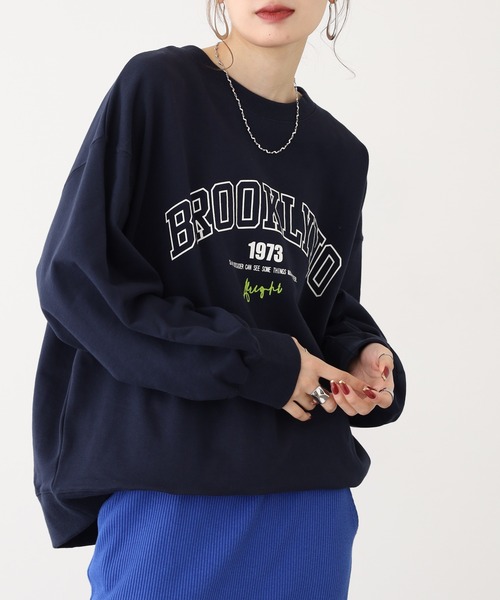 セール】BROOKLY ナンバープリント&刺繍トレーナー 裏毛（スウェット