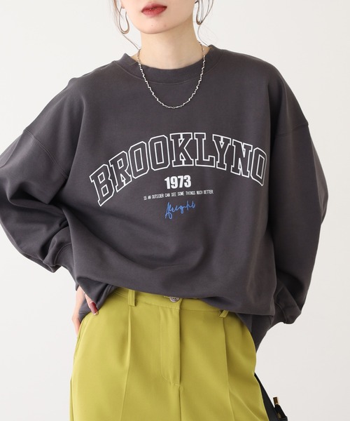 セール】BROOKLY ナンバープリント&刺繍トレーナー 裏毛（スウェット