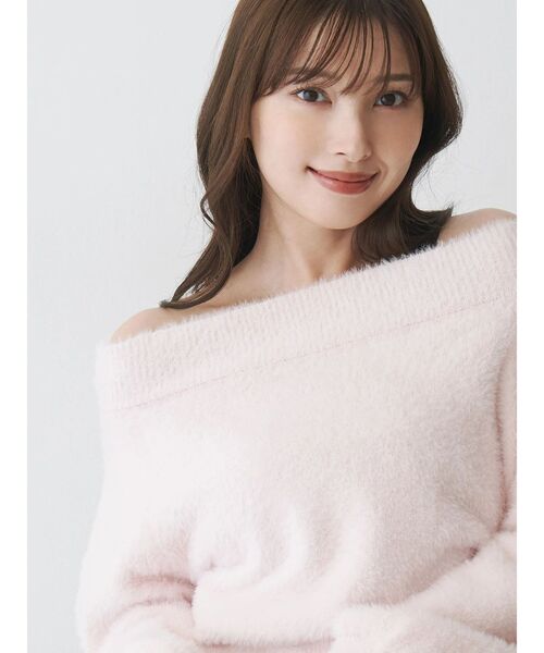 MERCURYDUO（マーキュリーデュオ）の「ミニシャギーオフショルニット（ニット/セーター・レディース・アイボリー/ベビーピンク/グレー/ブラウン/ラベンダー・FREE）」の5枚目の写真