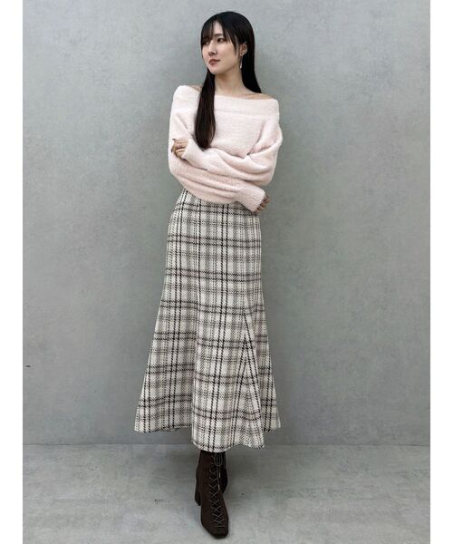 MERCURYDUO（マーキュリーデュオ）の「ミニシャギーオフショルニット（ニット/セーター・レディース・アイボリー/ベビーピンク/グレー/ブラウン/ラベンダー・FREE）」の7枚目の写真