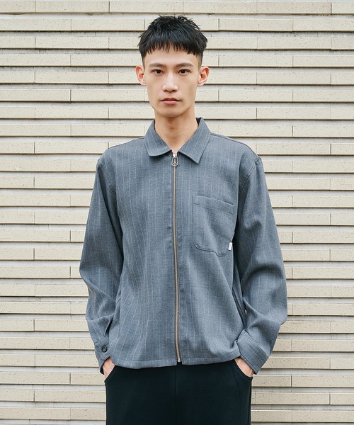 Jieda(ジエダ)の「【JieDa】WOOL STRIPE ZIP SHIRT(シャツ/ブラウス・メンズ・グレー/ブラック・1/2)」の1枚目の写真