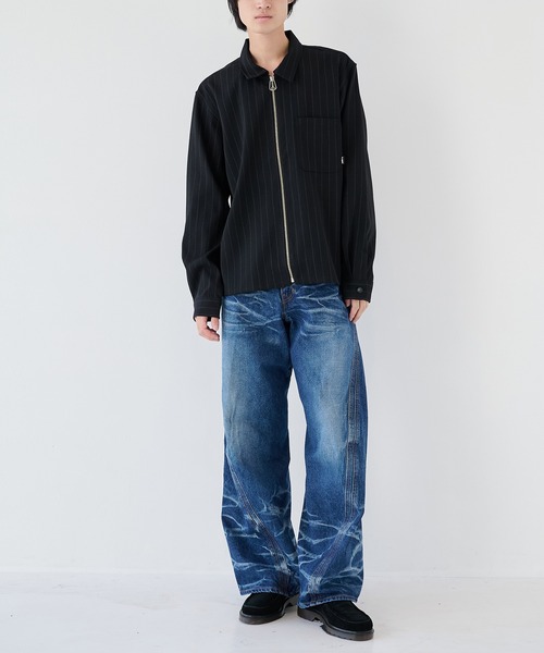 Jieda(ジエダ)の「【JieDa】WOOL STRIPE ZIP SHIRT(シャツ/ブラウス・メンズ・グレー/ブラック・1/2)」の3枚目の写真