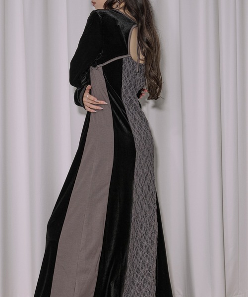 Ezick(エジック)の「lingerie layered one-piece ボレロデザインベロアワンピース(ワンピース・レディース・ブルーグレー/ブラック・FREE)」の10枚目の写真