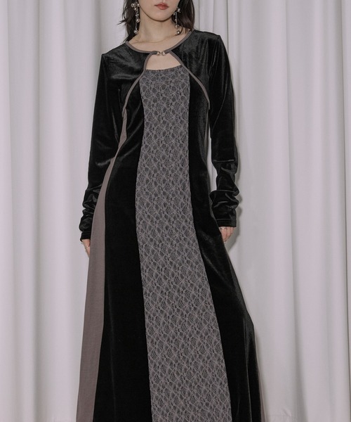 lingerie layered one-piece ボレロデザインベロアワンピース