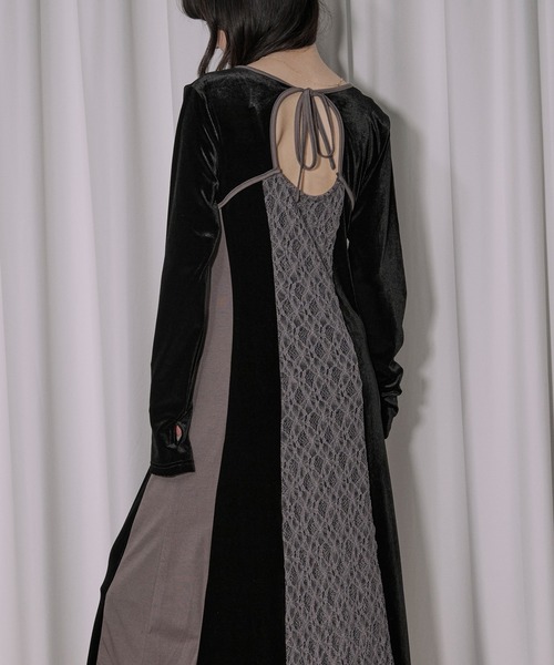 Ezick(エジック)の「lingerie layered one-piece ボレロデザインベロアワンピース(ワンピース・レディース・ブルーグレー/ブラック・FREE)」の11枚目の写真