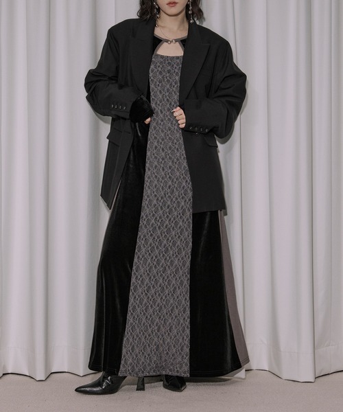 lingerie layered one-piece ボレロデザインベロアワンピース