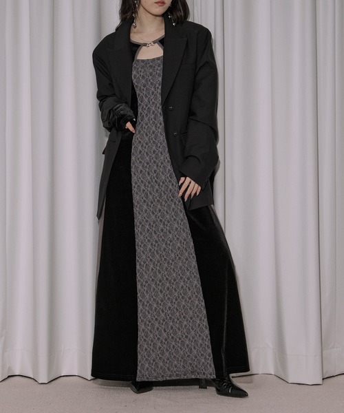 lingerie layered one-piece ボレロデザインベロアワンピース