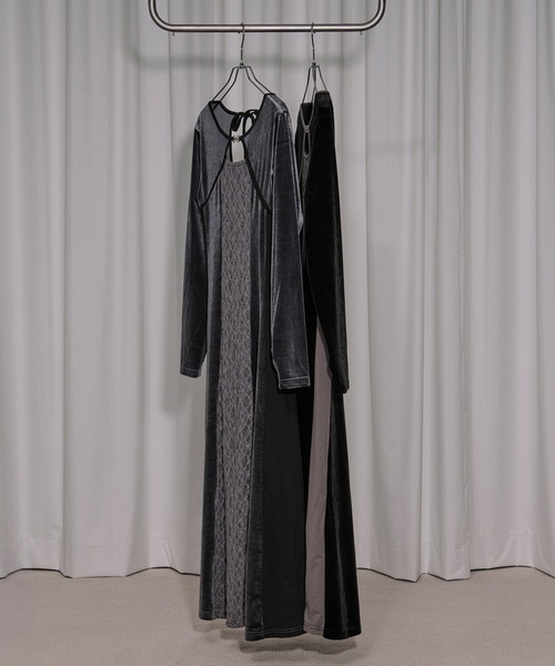 lingerie layered one-piece ボレロデザインベロアワンピース