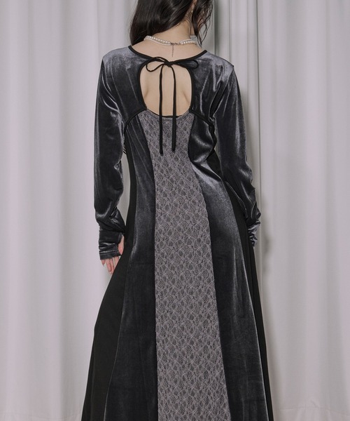 lingerie layered one-piece ボレロデザインベロアワンピース