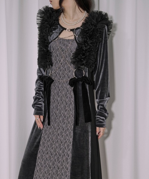 lingerie layered one-piece ボレロデザインベロアワンピース