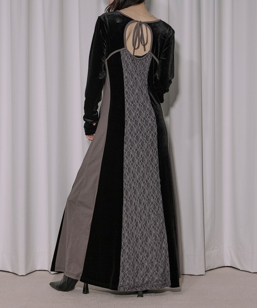 lingerie layered one-piece ボレロデザインベロアワンピース