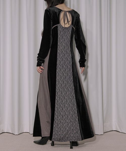 lingerie layered one-piece ボレロデザインベロアワンピース