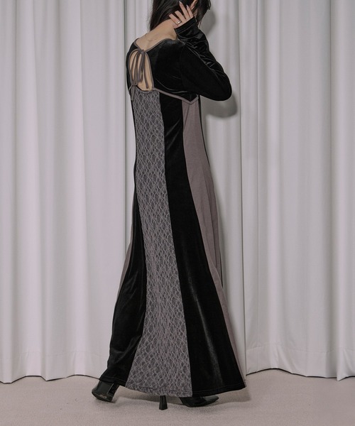 Ezick(エジック)の「lingerie layered one-piece ボレロデザインベロアワンピース(ワンピース・レディース・ブルーグレー/ブラック・FREE)」の17枚目の写真