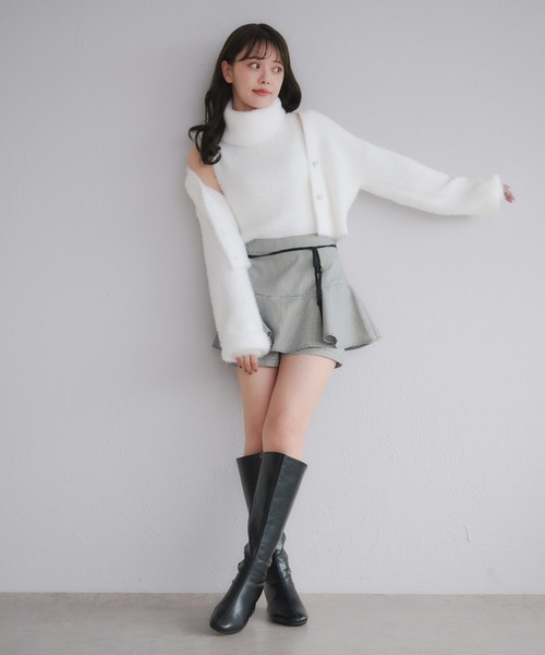fupel(フぺル)の「back open no sleeve turtle knit ensemble / バックオープンノースリーブタートルニットアンサンブル(アンサンブル・レディース・アイボリー/ピンク・FREE)」の6枚目の写真