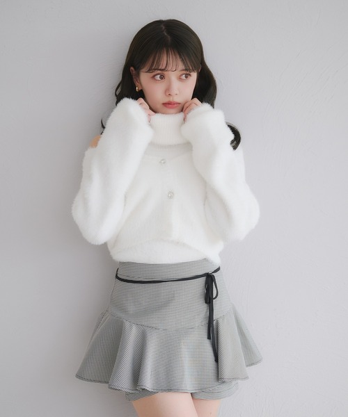 fupel(フぺル)の「back open no sleeve turtle knit ensemble / バックオープンノースリーブタートルニットアンサンブル(アンサンブル・レディース・アイボリー/ピンク・FREE)」の9枚目の写真