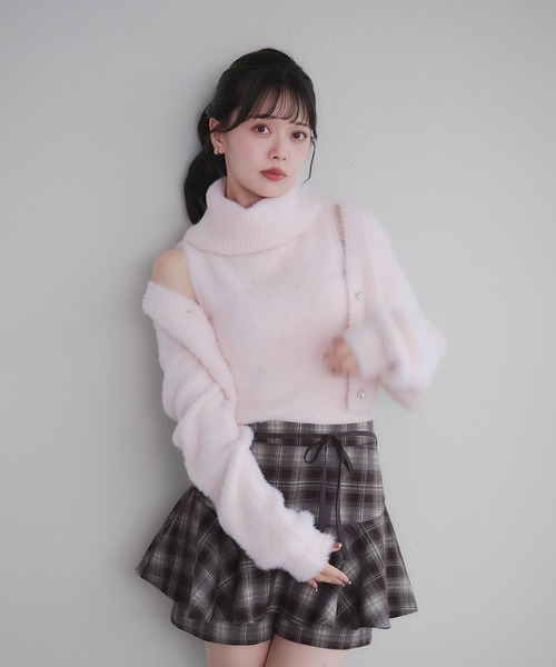 fupel(フぺル)の「back open no sleeve turtle knit ensemble / バックオープンノースリーブタートルニットアンサンブル(アンサンブル・レディース・アイボリー/ピンク・FREE)」の12枚目の写真