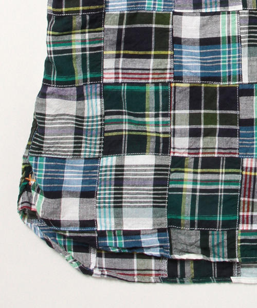 美品＜BEAMS PLUS＞マドラスチェック パッチワーク プルオーバーシャツ BEAMS PLUS（ビームスプラス）の「BEAMS PLUS / マドラス パッチ