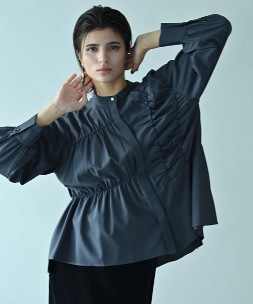 RAW FUDGE（ローファッジ）の「ランダムシャーリングブラウス（シャツ/ブラウス・レディース・オフホワイト/チャコールグレー/ブラック・M）」の3枚目の写真