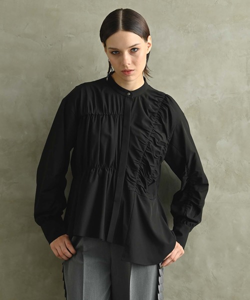 RAW FUDGE（ローファッジ）の「ランダムシャーリングブラウス（シャツ/ブラウス・レディース・オフホワイト/チャコールグレー/ブラック・M）」の4枚目の写真