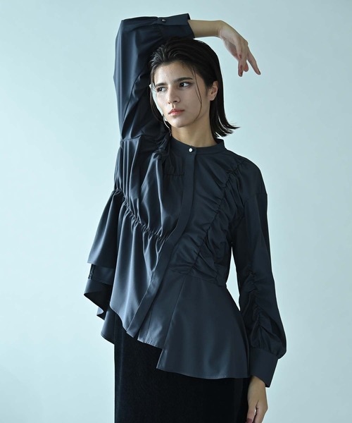 RAW FUDGE（ローファッジ）の「ランダムシャーリングブラウス（シャツ/ブラウス・レディース・オフホワイト/チャコールグレー/ブラック・M）」の14枚目の写真