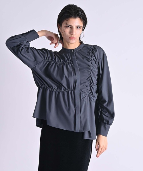 RAW FUDGE（ローファッジ）の「ランダムシャーリングブラウス（シャツ/ブラウス・レディース・オフホワイト/チャコールグレー/ブラック・M）」の21枚目の写真