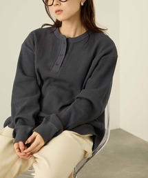NAVY（ネイビー）の「nAvy リラックスFITワッフルヘンリーネックロングTシャツ（Tシャツ/カットソー）」