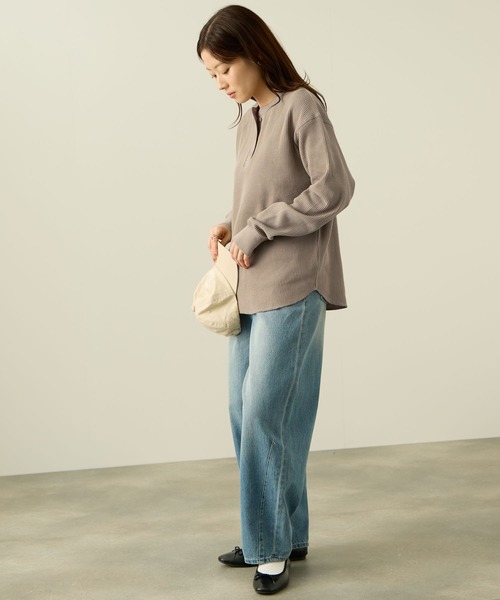 NAVY（ネイビー）の「nAvy リラックスFITワッフルヘンリーネックロングTシャツ（Tシャツ/カットソー・メンズ・ベージュ/チャコールグレー/杢グレー/アイボリー・XL/L/M/S）」の22枚目の写真