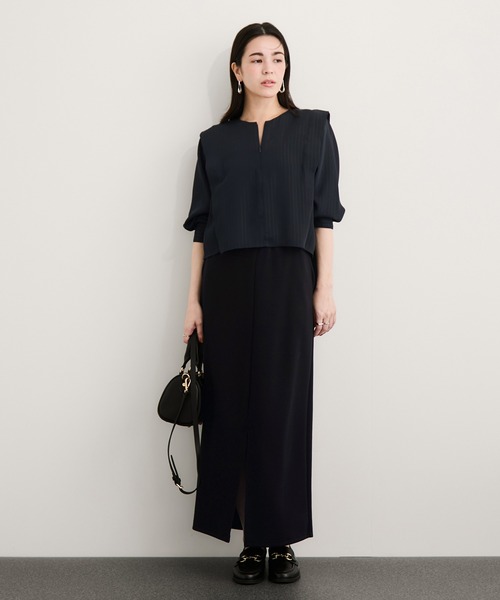 LE CERCLE par rope'（ルセルクルパーロペ）の「ラメストライプ2WAYヘムタックブラウス/セットアップ対応（シャツ/ブラウス・レディース・チャコールグレー/ベージュ/ネイビー・FREE）」の5枚目の写真