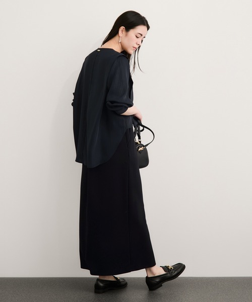 LE CERCLE par rope'（ルセルクルパーロペ）の「ラメストライプ2WAYヘムタックブラウス/セットアップ対応（シャツ/ブラウス・レディース・チャコールグレー/ベージュ/ネイビー・FREE）」の6枚目の写真