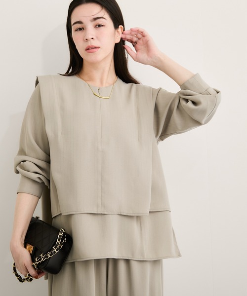 LE CERCLE par rope'（ルセルクルパーロペ）の「ラメストライプ2WAYヘムタックブラウス/セットアップ対応（シャツ/ブラウス・レディース・チャコールグレー/ベージュ/ネイビー・FREE）」の12枚目の写真