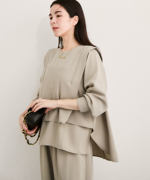 LE CERCLE par rope'（ルセルクルパーロペ）の「ラメストライプ2WAYヘムタックブラウス/セットアップ対応（シャツ/ブラウス・レディース・チャコールグレー/ベージュ/ネイビー・FREE）」の13枚目の写真