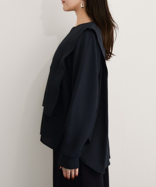 LE CERCLE par rope'（ルセルクルパーロペ）の「ラメストライプ2WAYヘムタックブラウス/セットアップ対応（シャツ/ブラウス・レディース・チャコールグレー/ベージュ/ネイビー・FREE）」の17枚目の写真