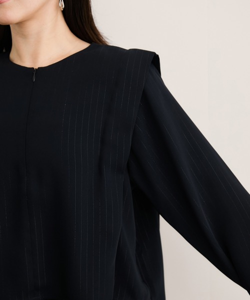 LE CERCLE par rope'（ルセルクルパーロペ）の「ラメストライプ2WAYヘムタックブラウス/セットアップ対応（シャツ/ブラウス・レディース・チャコールグレー/ベージュ/ネイビー・FREE）」の21枚目の写真