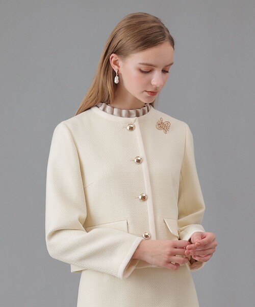 セットアップ対応商品】ウールプリペラノーカラージャケット（ノー