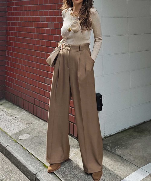 esutoreja（エストレジャ）の「Uネックリブニットトップス（ニット/セーター・レディース・ブラック/チャコール/ブラウン・FREE）」の13枚目の写真