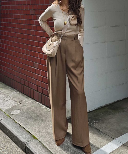 esutoreja（エストレジャ）の「Uネックリブニットトップス（ニット/セーター・レディース・ブラック/チャコール/ブラウン・FREE）」の14枚目の写真